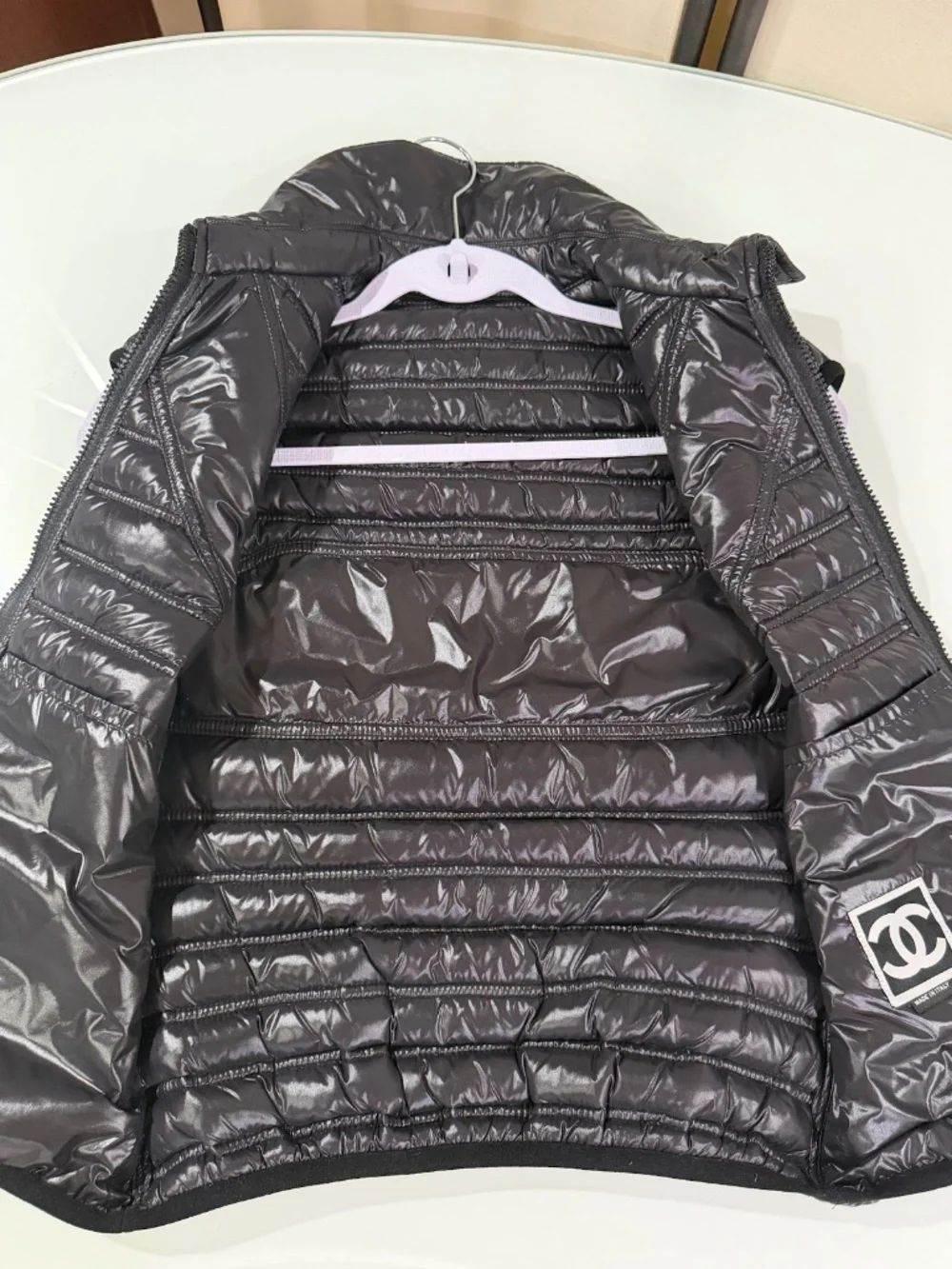 CHANEL Women's Black High Collar Quilted Vest Size XXS / XS  Made In Italy